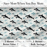 Orca Whale Forest Landscape Seamless Pattern Nature Meets Ocean Design Digital Print Fabric by the Metre UK Sewing Quilting Textile