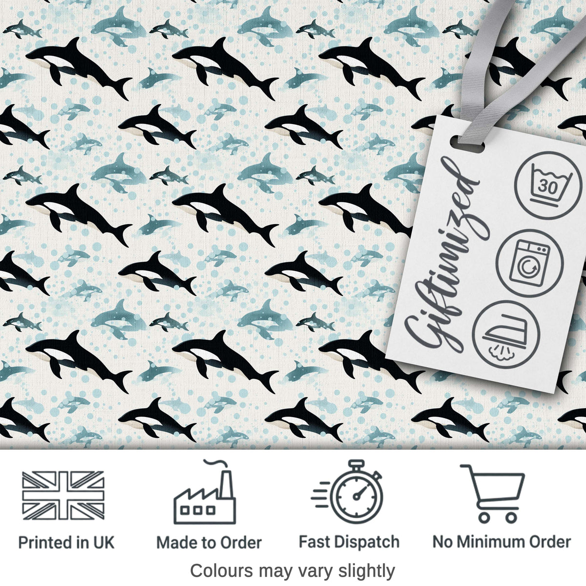 Orca Whale Forest Landscape Seamless Pattern Nature Meets Ocean Design Digital Print Fabric by the Metre UK Sewing Quilting Textile