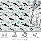 Orca Whale Forest Landscape Seamless Pattern Nature Meets Ocean Design Digital Print Fabric by the Metre UK Sewing Quilting Textile