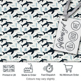 Realistic Orca Whale Water Reflection Seamless Pattern Ocean Wildlife Design Digital Print Fabric by the Metre UK Sewing Quilting Textile