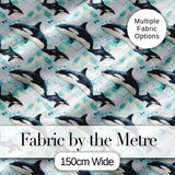 Stylised Orca Whale Wave Seamless Pattern Nautical Ocean Scene Design Digital Print Fabric by the Metre UK Sewing Quilting Textile
