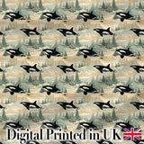 Artistic Orca Whale Splash Texture Seamless Pattern Marine Watercolour Design Digital Print Fabric by the Metre UK Sewing Quilting Textile
