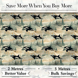 Artistic Orca Whale Splash Texture Seamless Pattern Marine Watercolour Design Digital Print Fabric by the Metre UK Sewing Quilting Textile