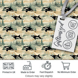 Artistic Orca Whale Splash Texture Seamless Pattern Marine Watercolour Design Digital Print Fabric by the Metre UK Sewing Quilting Textile