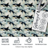 Orca Whale Ocean Surface Seamless Pattern Realistic Marine Life Design Digital Print Fabric by the Metre UK Sewing Quilting Textile