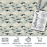 Orca Whale Seaweed Seamless Pattern Coastal Marine Botanical Design Digital Print Fabric by the Metre UK Sewing Quilting Textile