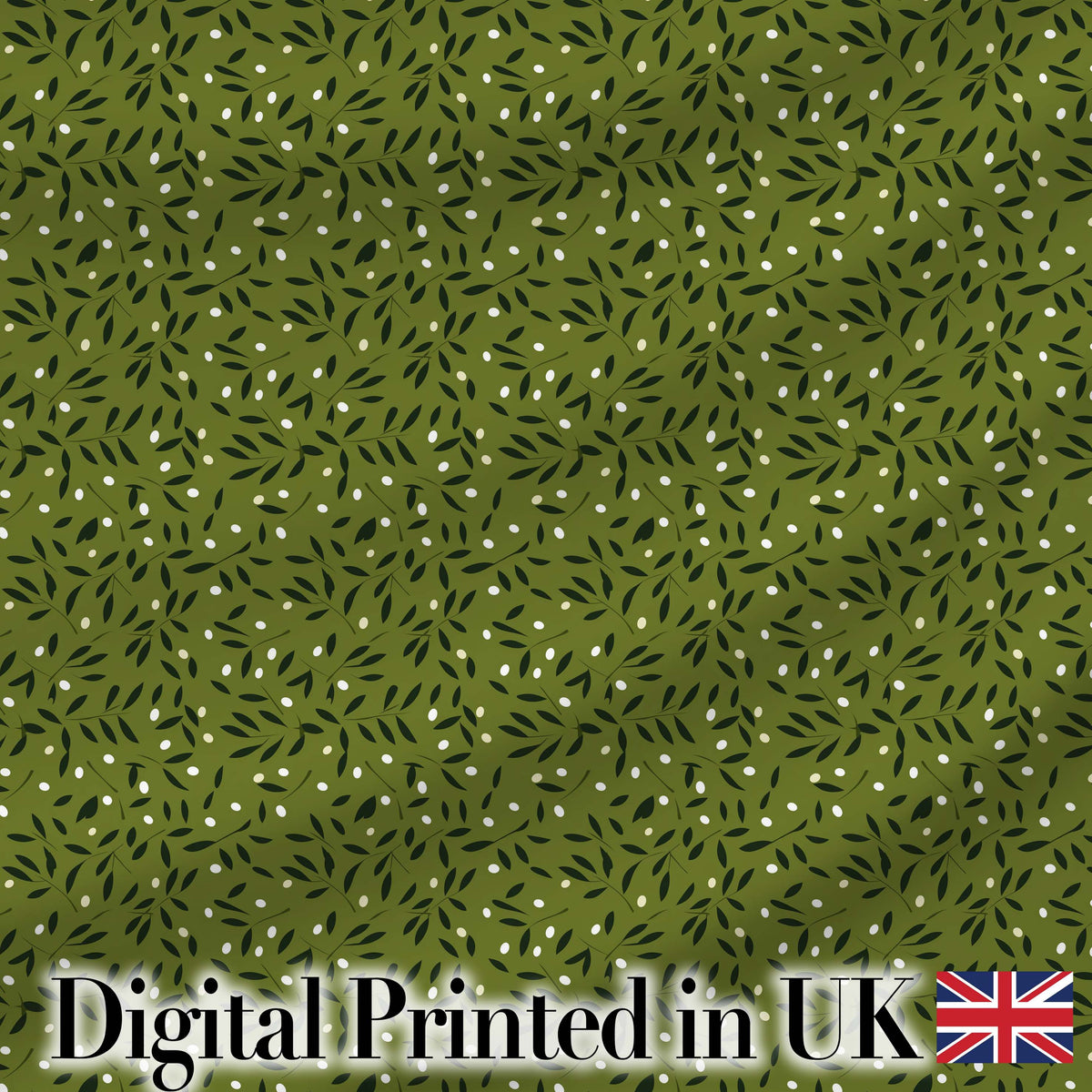 Green Olive Leaf Scatter Seamless Pattern Organic Nature Design Digital Print Fabric by the Metre UK Sewing Quilting Textile