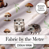Cute Hedgehog and Mushroom Seamless Pattern Woodland Nursery Design Digital Print Fabric by the Metre UK Sewing Quilting Textile