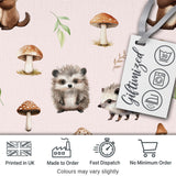 Cute Hedgehog and Mushroom Seamless Pattern Woodland Nursery Design Digital Print Fabric by the Metre UK Sewing Quilting Textile