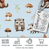 Hedgehog Mushroom Pastel Seamless Pattern Woodland Animal Nursery Design Digital Print Fabric by the Metre UK Sewing Quilting Textile