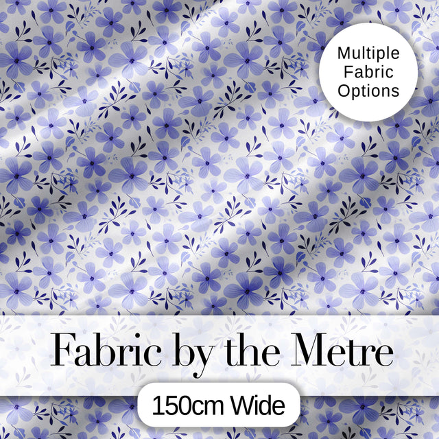Purple Floral Meadow Seamless Pattern Simple Botanical Repeat Design Digital Print Fabric by the Metre UK Sewing Quilting Textile