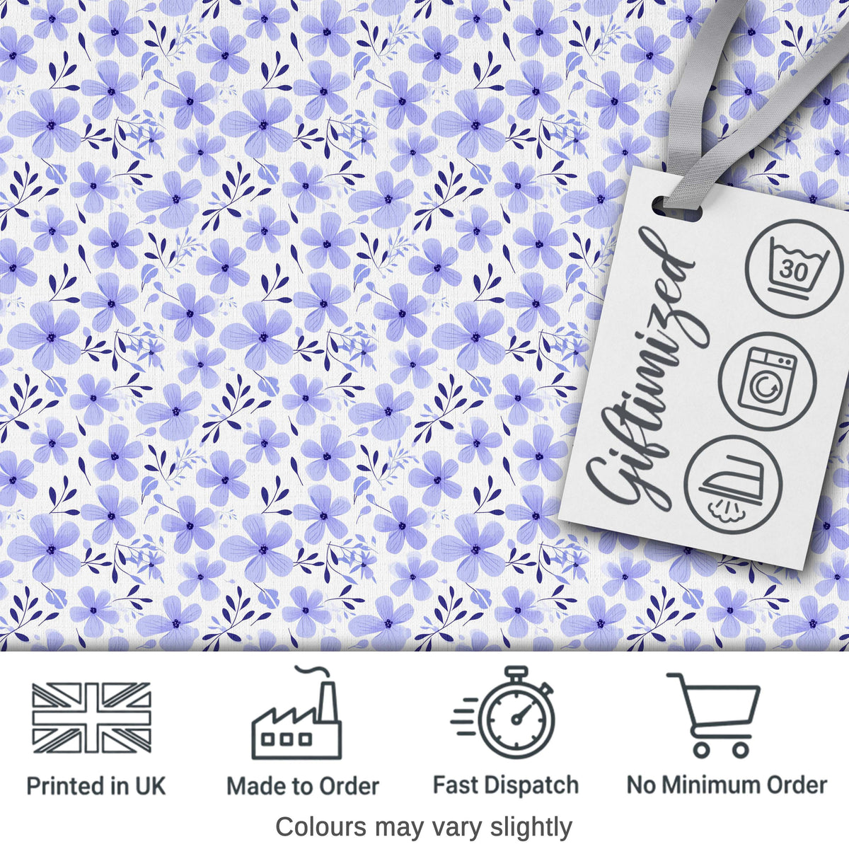 Purple Floral Meadow Seamless Pattern Simple Botanical Repeat Design Digital Print Fabric by the Metre UK Sewing Quilting Textile