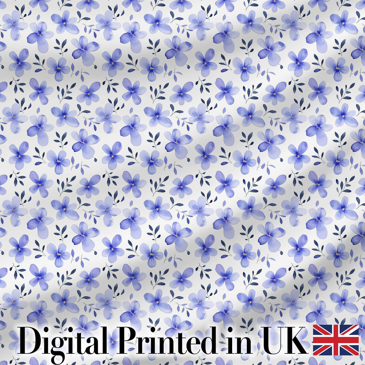 Soft Blue Watercolor Floral Seamless Pattern Delicate Botanical Repeat Design Digital Print Fabric by the Metre UK Sewing Quilting Textile