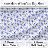 Soft Blue Watercolor Floral Seamless Pattern Delicate Botanical Repeat Design Digital Print Fabric by the Metre UK Sewing Quilting Textile