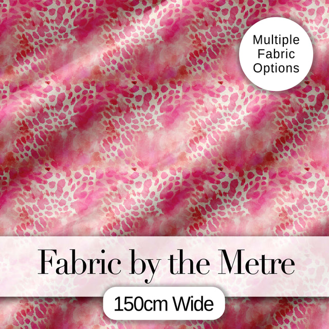 Pink Watercolor Leopard Print Seamless Pattern Blended Animal Texture Design Digital Print Fabric by the Metre UK Sewing Quilting Textile