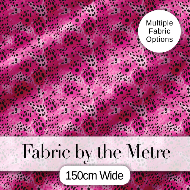 Bright Pink Leopard Spot Seamless Pattern Bold Animal Print Design Digital Print Fabric by the Metre UK Sewing Quilting Textile
