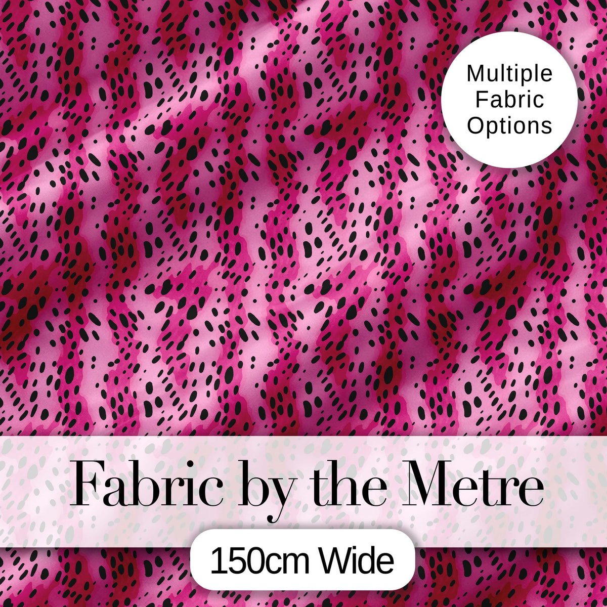 Vibrant Pink and Black Leopard Spot Abstract Seamless Pattern Digital Print Fabric by the Metre UK Sewing Quilting Textile