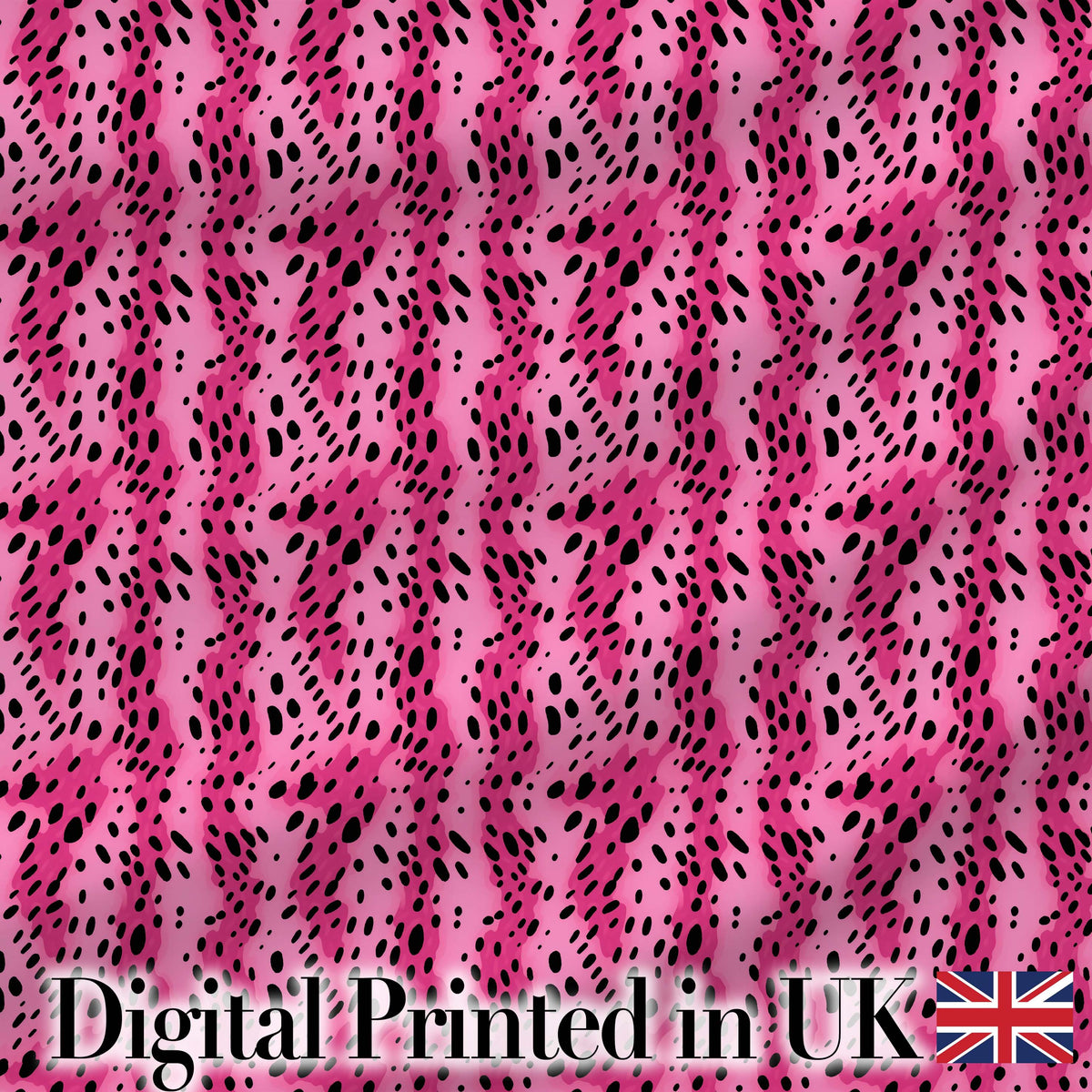 Vibrant Pink and Black Leopard Spot Abstract Seamless Pattern Digital Print Fabric by the Metre UK Sewing Quilting Textile