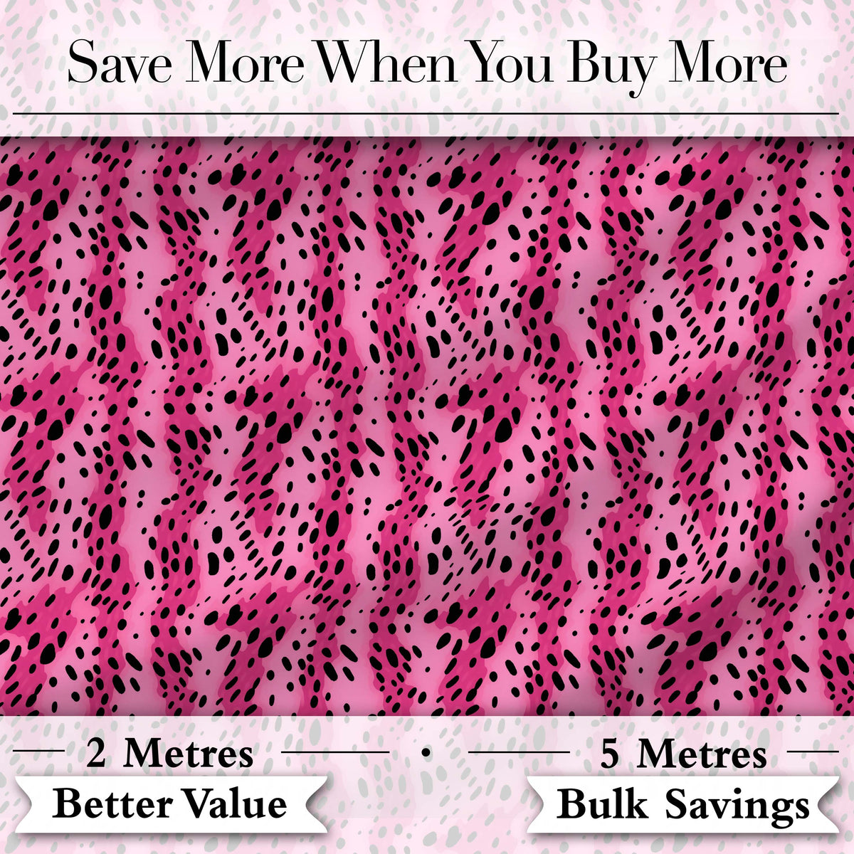 Vibrant Pink and Black Leopard Spot Abstract Seamless Pattern Digital Print Fabric by the Metre UK Sewing Quilting Textile