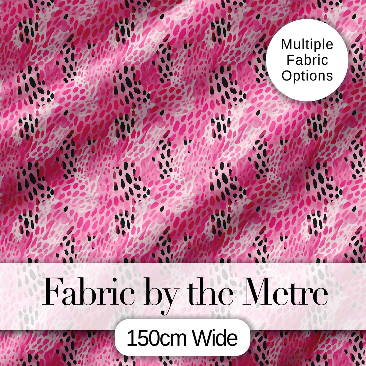 Bold Pink and Black Abstract Animal Print Seamless Pattern Digital Print Fabric by the Metre UK Sewing Quilting Textile