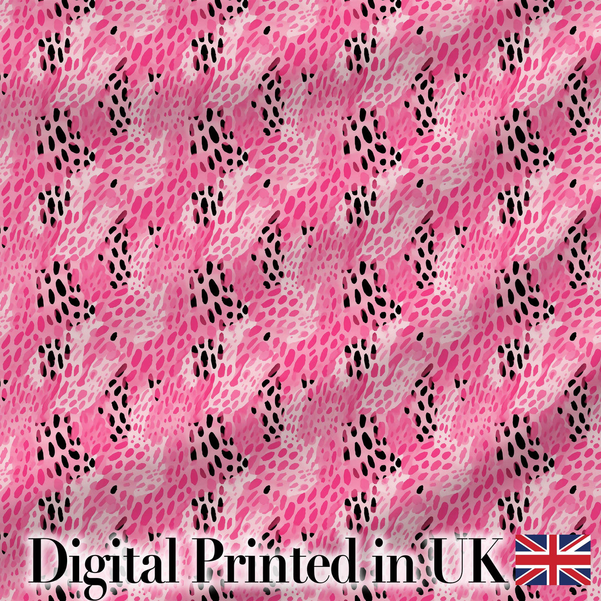 Bold Pink and Black Abstract Animal Print Seamless Pattern Digital Print Fabric by the Metre UK Sewing Quilting Textile