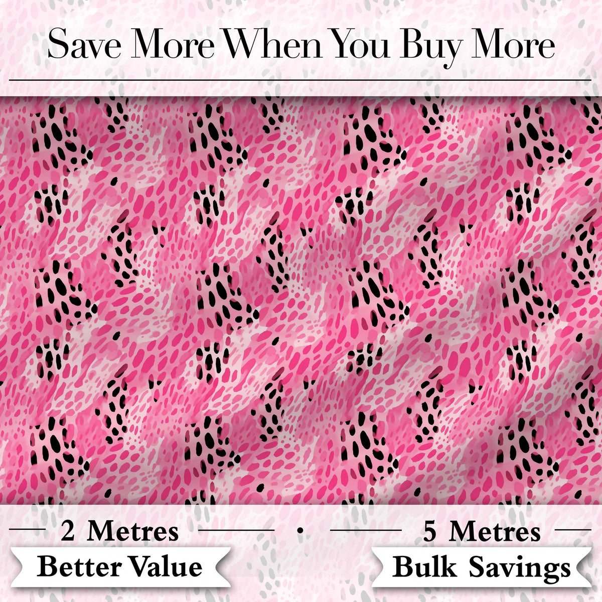 Bold Pink and Black Abstract Animal Print Seamless Pattern Digital Print Fabric by the Metre UK Sewing Quilting Textile