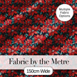 Classic Red Poinsettia Floral Dark Background Christmas Seamless Pattern Digital Print Fabric by the Metre UK Sewing Quilting Textile