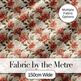 Vintage Cream Poinsettia Floral Botanical Christmas Seamless Pattern Digital Print Fabric by the Metre UK Sewing Quilting Textile