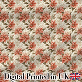 Vintage Cream Poinsettia Floral Botanical Christmas Seamless Pattern Digital Print Fabric by the Metre UK Sewing Quilting Textile