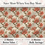 Vintage Cream Poinsettia Floral Botanical Christmas Seamless Pattern Digital Print Fabric by the Metre UK Sewing Quilting Textile