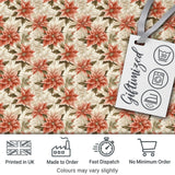 Vintage Cream Poinsettia Floral Botanical Christmas Seamless Pattern Digital Print Fabric by the Metre UK Sewing Quilting Textile