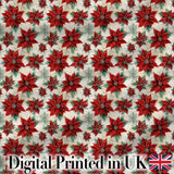 Elegant Beige Background Poinsettia Floral Classic Seamless Pattern Digital Print Fabric by the Metre UK Sewing Quilting Textile