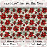 Elegant Beige Background Poinsettia Floral Classic Seamless Pattern Digital Print Fabric by the Metre UK Sewing Quilting Textile