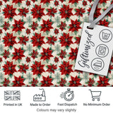 Elegant Beige Background Poinsettia Floral Classic Seamless Pattern Digital Print Fabric by the Metre UK Sewing Quilting Textile