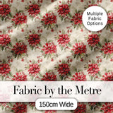 Botanical Poinsettia and Foliage Christmas Garden Seamless Pattern Digital Print Fabric by the Metre UK Sewing Quilting Textile
