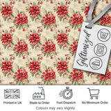 Botanical Poinsettia and Foliage Christmas Garden Seamless Pattern Digital Print Fabric by the Metre UK Sewing Quilting Textile