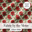 Classic Christmas Poinsettia Floral Cream Background Seamless Pattern Digital Print Fabric by the Metre UK Sewing Quilting Textile