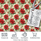Classic Christmas Poinsettia Floral Cream Background Seamless Pattern Digital Print Fabric by the Metre UK Sewing Quilting Textile