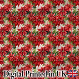 Vintage Style Poinsettia Floral Cream Holiday Seamless Pattern Digital Print Fabric by the Metre UK Sewing Quilting Textile