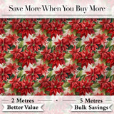 Vintage Style Poinsettia Floral Cream Holiday Seamless Pattern Digital Print Fabric by the Metre UK Sewing Quilting Textile