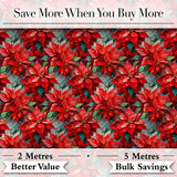 Painterly Red Poinsettia Floral Artistic Seamless Pattern Digital Print Fabric by the Metre UK Sewing Quilting Textile