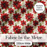 Traditional Poinsettia with Snowflake Accents Seamless Pattern Digital Print Fabric by the Metre UK Sewing Quilting Textile