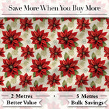 Traditional Poinsettia with Snowflake Accents Seamless Pattern Digital Print Fabric by the Metre UK Sewing Quilting Textile