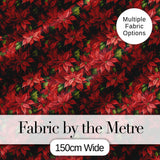 Rich Red Poinsettia Dense Floral   Festive Christmas Botanical Design Digital Print Fabric by the Metre UK Sewing Quilting Textile