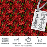 Rich Red Poinsettia Dense Floral   Festive Christmas Botanical Design Digital Print Fabric by the Metre UK Sewing Quilting Textile