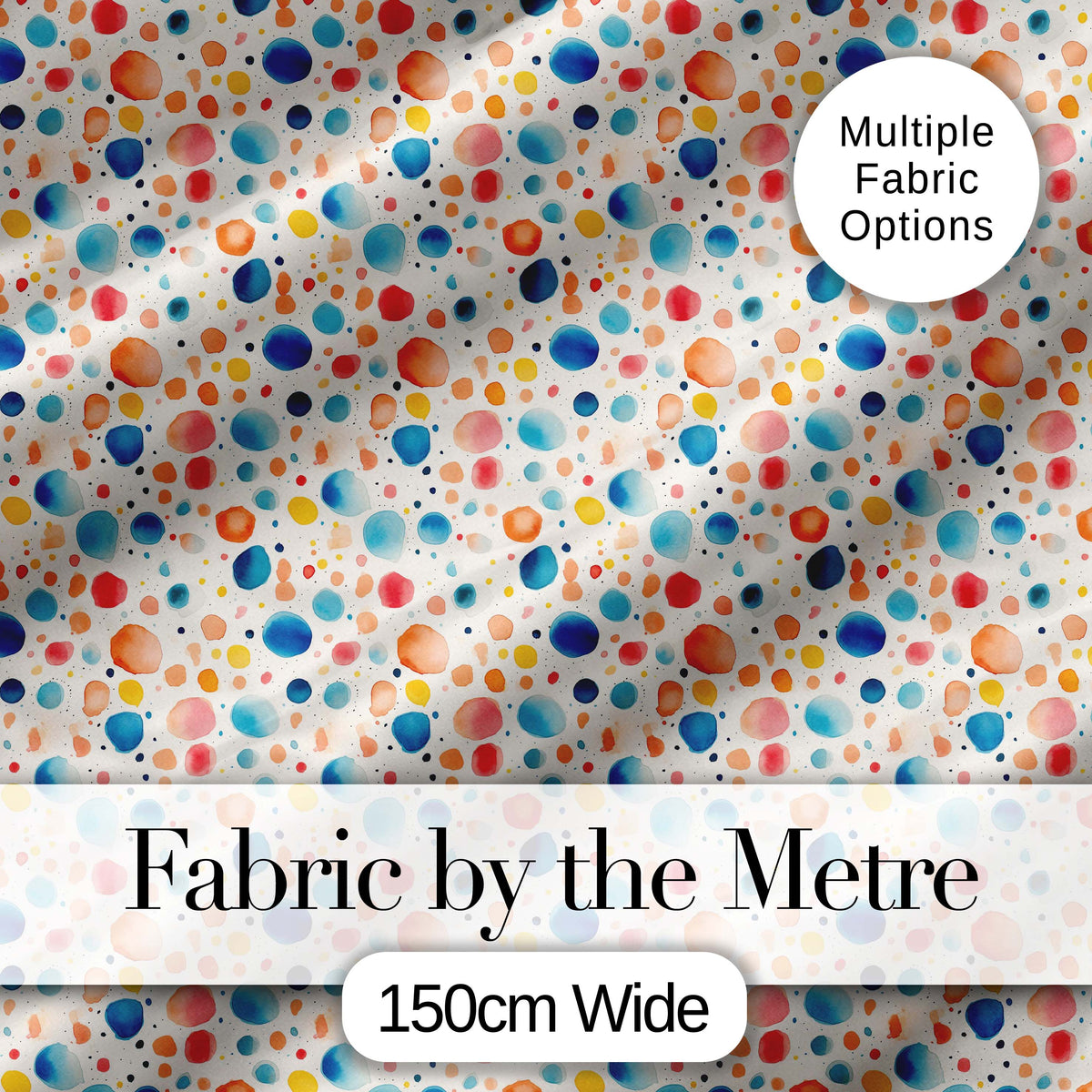 Watercolor Polka Dot Pattern Soft Pastel Abstract Spots Seamless Design Digital Print Fabric by the Metre UK Sewing Quilting Textile