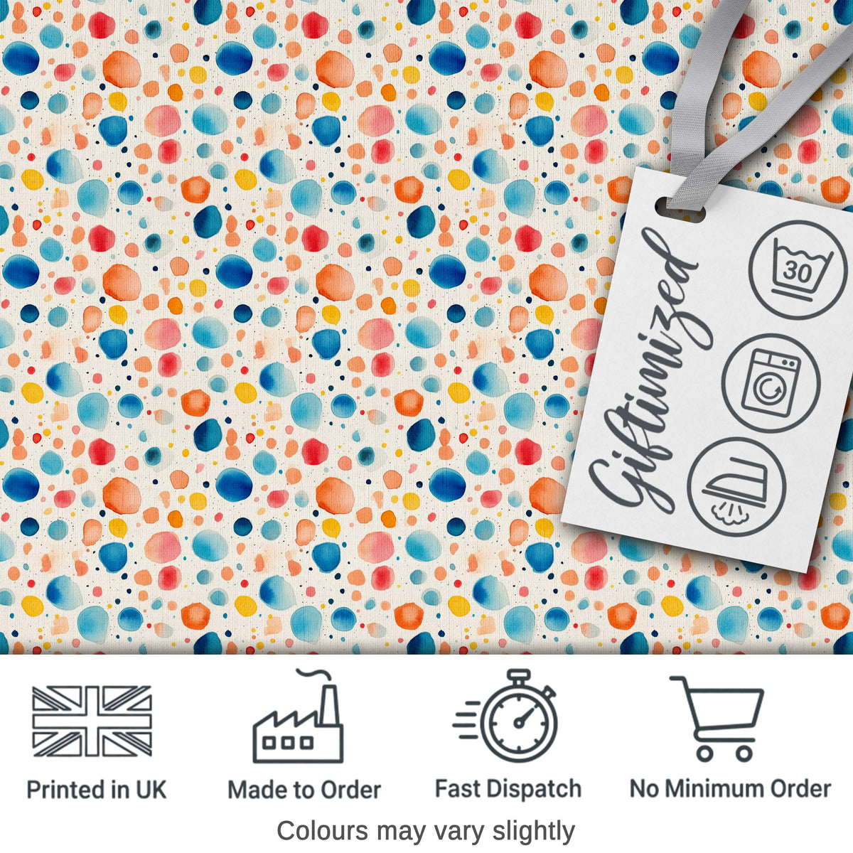 Watercolor Polka Dot Pattern Soft Pastel Abstract Spots Seamless Design Digital Print Fabric by the Metre UK Sewing Quilting Textile