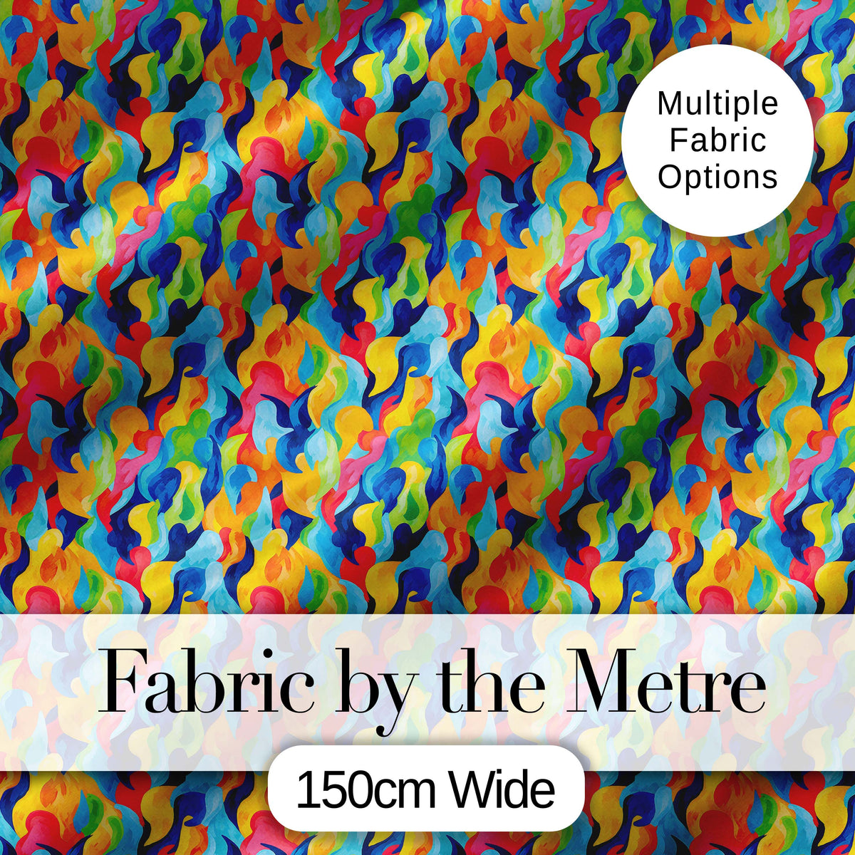 Colorful Abstract Fluid Paint Pattern Bright Artistic Seamless Design Digital Print Fabric by the Metre UK Sewing Quilting Textile