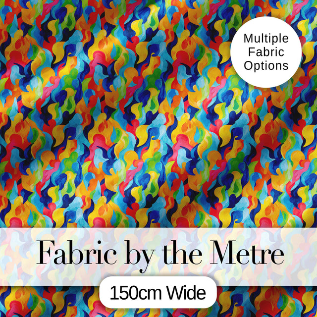 Colorful Abstract Fluid Paint Pattern Bright Artistic Seamless Design Digital Print Fabric by the Metre UK Sewing Quilting Textile