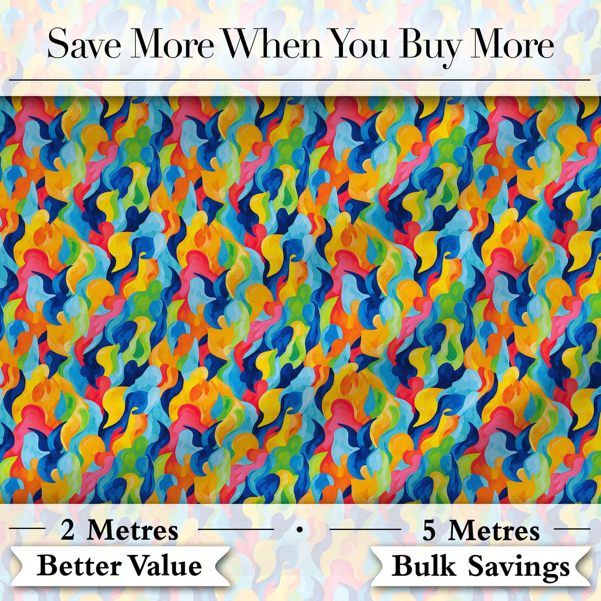 Colorful Abstract Fluid Paint Pattern Bright Artistic Seamless Design Digital Print Fabric by the Metre UK Sewing Quilting Textile